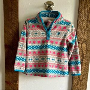 OshKosh B'Gosh 3T Girl Quarter-Zip Microfleece Pullover, Gray Fair Isle Print